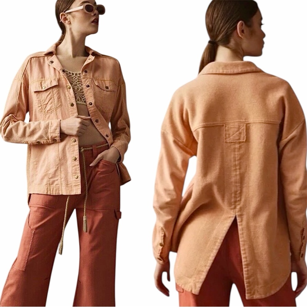 Anthropologie | Pilcro - Peach Utility Jacket - Snap Front Shacket - Sz S